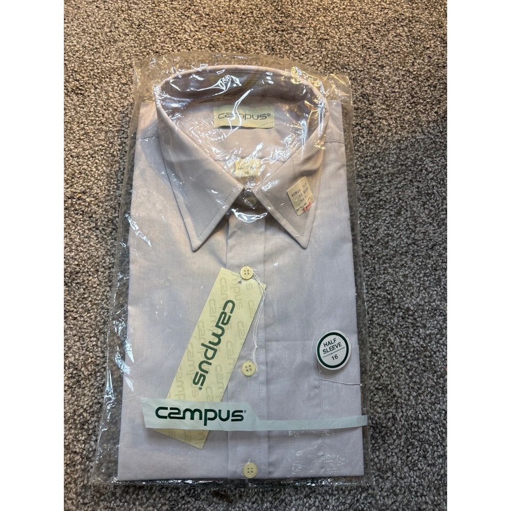 Campus Mens‎ Half Sleeve Button Down Dress Shirt Size 16 New With Tags